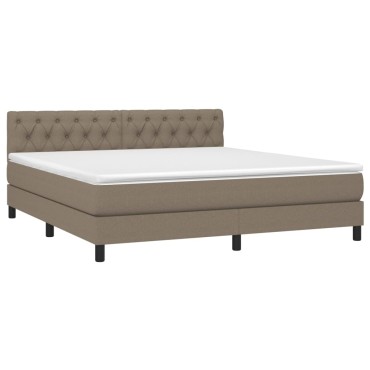 vidaXL Κρεβάτι Boxspring με Στρώμα & LED Taupe 160x200 εκ. Υφασμάτινο