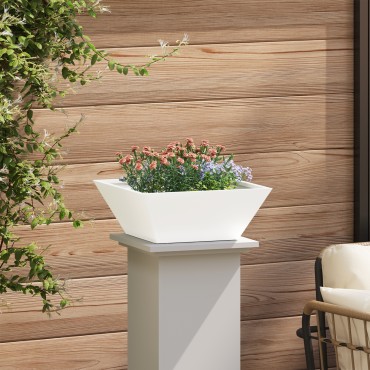 vidaXL Μεταλλική Γλάστρα Ψυχρό Λευκό Μέταλλο 40 x 40 x 15 εκ.