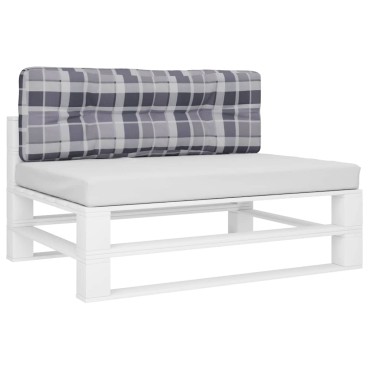 vidaXL Μαξιλάρι Παλέτας Γκρι Καρό 120x40x12cm Υφασμάτινο