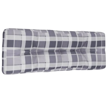 vidaXL Μαξιλάρι Παλέτας Γκρι Καρό 120x40x12cm Υφασμάτινο