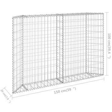 vidaXL Συρματοκιβώτιο-Γλάστρα Υπ. Τραπέζιο 150x20x100 εκ Γαλβ. Χάλυβας