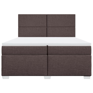 vidaXL Κρεβάτι Boxspring με Στρώμα Σκούρο Καφέ 200x200 εκ. Υφασμάτινο