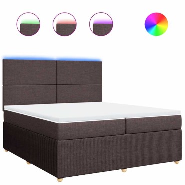 vidaXL Κρεβάτι Boxspring με Στρώμα Σκούρο Καφέ 200x200 εκ. Υφασμάτινο