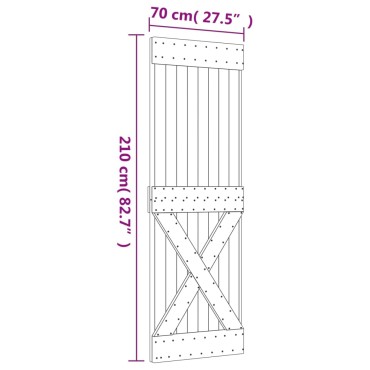 vidaXL Συρόμενη Μεσόπορτα με Μηχανισμό 70 x 210 εκ. Μασίφ Ξύλο Πεύκου