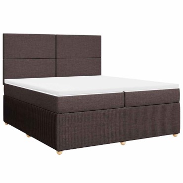vidaXL Κρεβάτι Boxspring με Στρώμα Σκούρο Καφέ 200x200 εκ. Υφασμάτινο