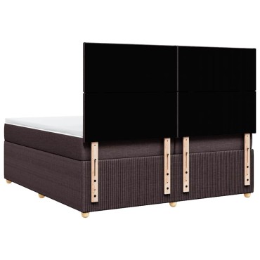 vidaXL Κρεβάτι Boxspring με Στρώμα Σκούρο Καφέ 200x200 εκ. Υφασμάτινο