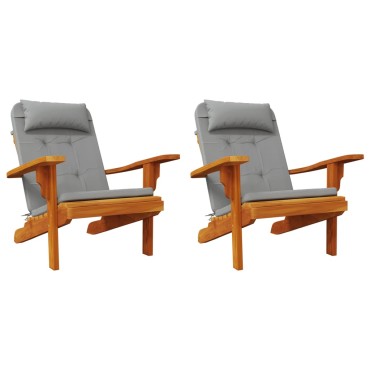 vidaXL Μαξιλάρια Καρέκλας Adirondack 2 τεμ. Γκρι από Ύφασμα Oxford 126x58x4,5cm