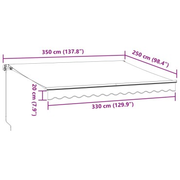 vidaXL Τέντα Πτυσσόμενη Χειροκίνητη με LED Καφέ 350x250 εκ.