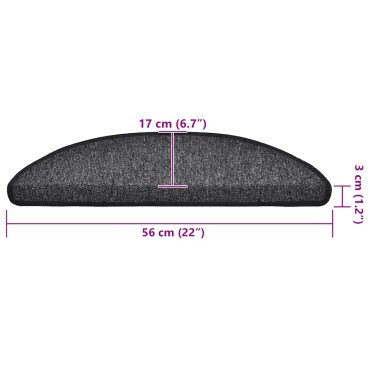 vidaXL Στρώματα σκάλας 30 τεμάχια Ανθρακί 56x17x3 cm