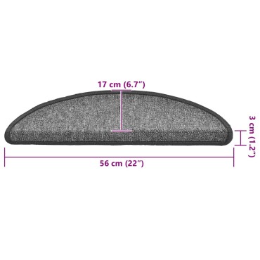 vidaXL Πατάκια για σκάλες 30 τεμάχια Σκούρο Γκρι 56x17x3 εκ.
