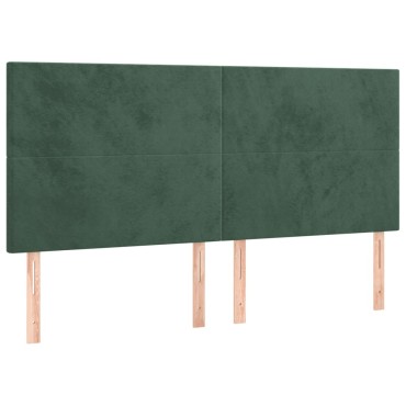 vidaXL Κρεβάτι Boxspring με Στρώμα Σκούρο Πράσινο 200x200εκ. Βελούδινο