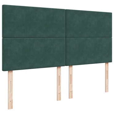 vidaXL Κρεβάτι Boxspring με Στρώμα Σκούρο Πράσινο 200x200εκ. Βελούδινο