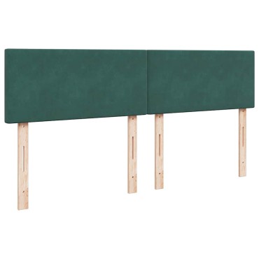 vidaXL Κρεβάτι Boxspring με Στρώμα Σκούρο Πράσινο 200x200εκ. Βελούδινο