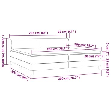 vidaXL Κρεβάτι Boxspring με Στρώμα Σκούρο Πράσινο 200x200εκ. Βελούδινο