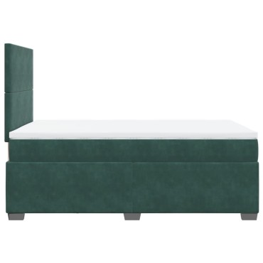 vidaXL Κρεβάτι Boxspring με Στρώμα Σκούρο Πράσινο 120x200εκ. Βελούδινο