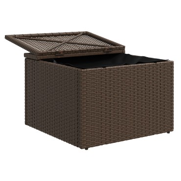 vidaXL Σκαμπό Κήπου με Μαξιλάρι Καφέ 55x55x37cm από Συνθετικό Ρατάν 1 τεμ.