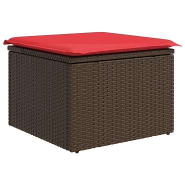 vidaXL Σκαμπό Κήπου με Μαξιλάρι Καφέ 55x55x37cm από Συνθετικό Ρατάν 1 τεμ.