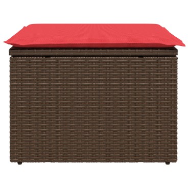vidaXL Σκαμπό Κήπου με Μαξιλάρι Καφέ 55x55x37cm από Συνθετικό Ρατάν 1 τεμ.