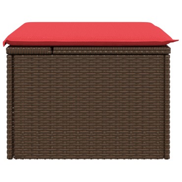 vidaXL Σκαμπό Κήπου με Μαξιλάρι Καφέ 55x55x37cm από Συνθετικό Ρατάν 1 τεμ.