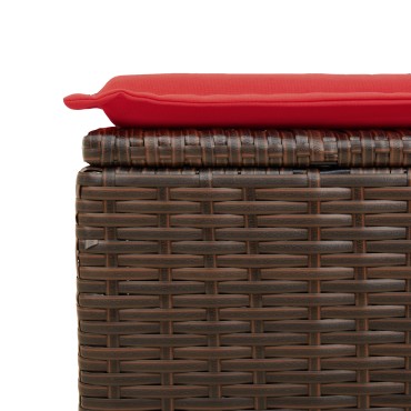 vidaXL Σκαμπό Κήπου με Μαξιλάρι Καφέ 55x55x37cm από Συνθετικό Ρατάν 1 τεμ.