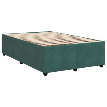 vidaXL Κρεβάτι Boxspring με Στρώμα Σκούρο Πράσινο 120x200εκ. Βελούδινο