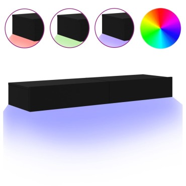 vidaXL Έπιπλα Τηλεόρασης με LED 2 τεμ. Μαύρο 60x35x15,5cm