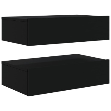 vidaXL Έπιπλα Τηλεόρασης με LED 2 τεμ. Μαύρο 60x35x15,5cm