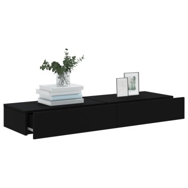 vidaXL Έπιπλα Τηλεόρασης με LED 2 τεμ. Μαύρο 60x35x15,5cm
