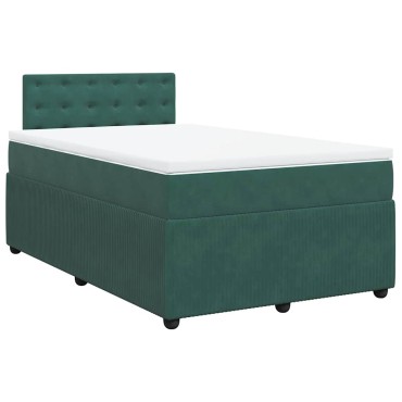 vidaXL Κρεβάτι Boxspring με Στρώμα Σκούρο Πράσινο 120x190εκ. Βελούδινο