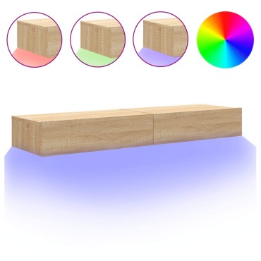 vidaXL Έπιπλα Τηλεόρασης με LED 2 τεμ. Sonoma Δρυς 60x35x15,5cm