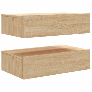 vidaXL Έπιπλα Τηλεόρασης με LED 2 τεμ. Sonoma Δρυς 60x35x15,5cm