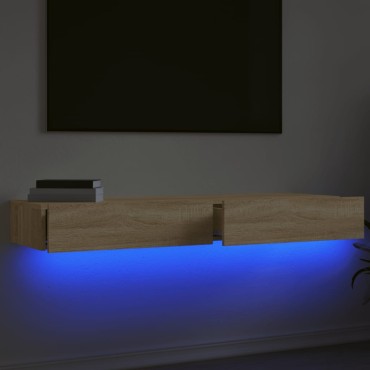 vidaXL Έπιπλα Τηλεόρασης με LED 2 τεμ. Sonoma Δρυς 60x35x15,5cm