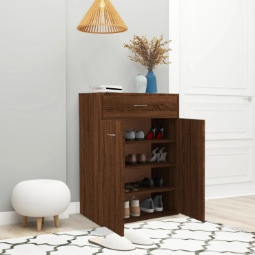 vidaXL Παπουτσοθήκη Καφέ Δρυς 60x35x84cm από Επεξεργασμένο Ξύλο
