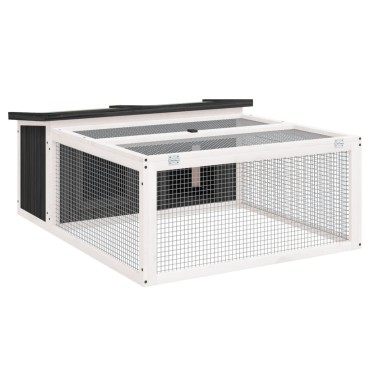 vidaXL Κλουβί Κουνελιών Γκρι 117,5 x 97 x 47,5 εκ. Μασίφ Ξύλο Πεύκου