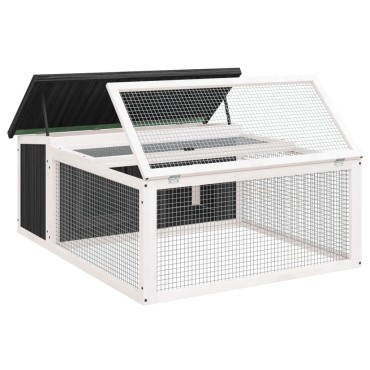 vidaXL Κλουβί Κουνελιών Γκρι 117,5 x 97 x 47,5 εκ. Μασίφ Ξύλο Πεύκου