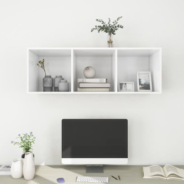 vidaXL Έπιπλο Τηλεόρασης Κρεμαστό Λευκό 37x37x107cm από Επεξ. Ξύλο
