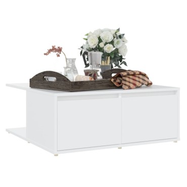 vidaXL Τραπεζάκι Σαλονιού Λευκό 80x80x31cm από Επεξ. Ξύλο 1 τεμ.