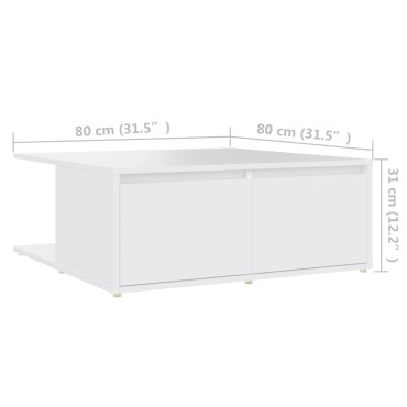 vidaXL Τραπεζάκι Σαλονιού Λευκό 80x80x31cm από Επεξ. Ξύλο 1 τεμ.