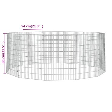 vidaXL Περίφραξη Ζώων Ελεύθερης Βοσκής 12 Πάνελ 54x80 εκ. Γαλβ. Σίδερο