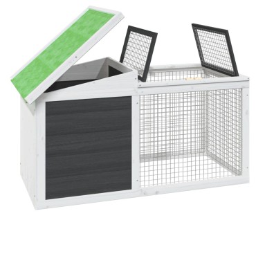 vidaXL Κλουβί Κουνελιών Γκρι 100,5 x 54 x 55 εκ. Μασίφ Ξύλο Πεύκου