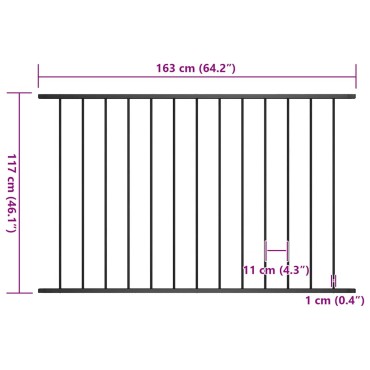 vidaXL Πάνελ Περίφραξης Μαύρο 1,7x1,25 μ Ατσάλι με Ηλεκτροστατική Βαφή