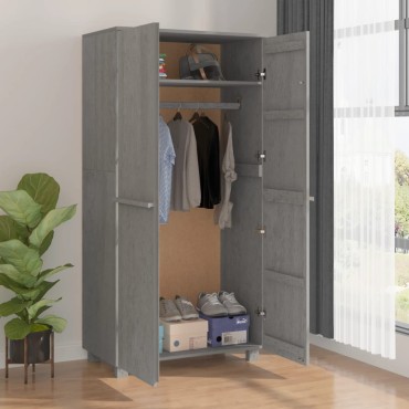 vidaXL Ντουλάπα HAMAR Αν. Γκρι 89x50x180cm από Μασίφ Ξύλο Πεύκου 1 τεμ.
