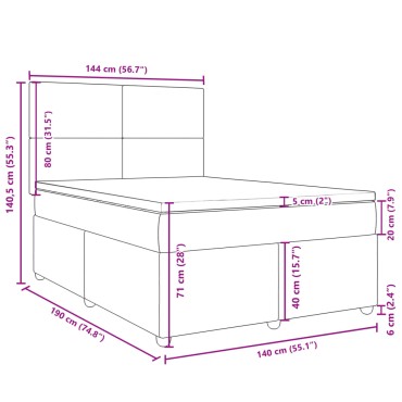 vidaXL Κρεβάτι Boxspring με Στρώμα Taupe 140x190 εκ. Υφασμάτινο
