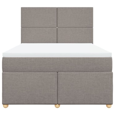 vidaXL Κρεβάτι Boxspring με Στρώμα Taupe 140x190 εκ. Υφασμάτινο