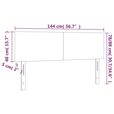 vidaXL Κεφαλάρι Κρεβατιού LED Κρεμ 144x5x78/88cm Υφασμάτινο 1 τεμ.