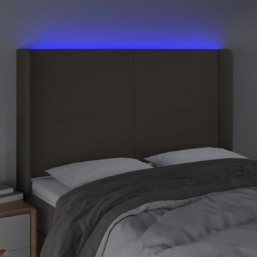 vidaXL Κεφαλάρι Κρεβατιού LED Taupe 147x16x118/128cm Υφασμάτινο 1 τεμ.