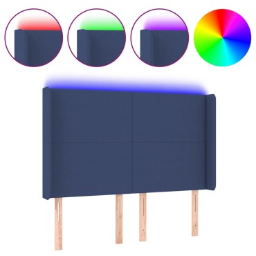 vidaXL Κεφαλάρι Κρεβατιού LED Μπλε 147x16x118/128cm Υφασμάτινο 1 τεμ.