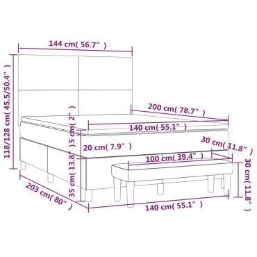 vidaXL Κρεβάτι Boxspring με Στρώμα Σκούρο Πράσινο 140x200εκ. Βελούδινο