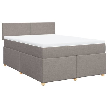 vidaXL Κρεβάτι Boxspring με Στρώμα Taupe 140x190 εκ. Υφασμάτινο
