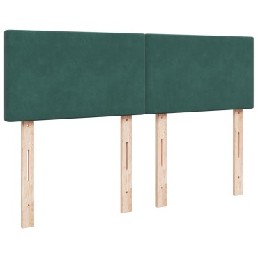 vidaXL Κρεβάτι Boxspring με Στρώμα Σκούρο Πράσινο 140x190εκ. Βελούδινο